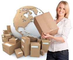 photo of woman getting packages ready to ship